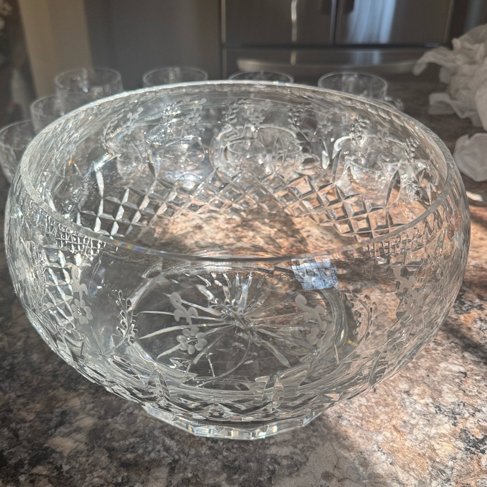 Gallia by Rogaska Punch Bowl and 12 Punch Cups